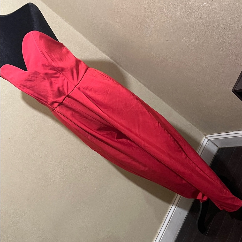 Boohoo Red Strapless Jumpsuit